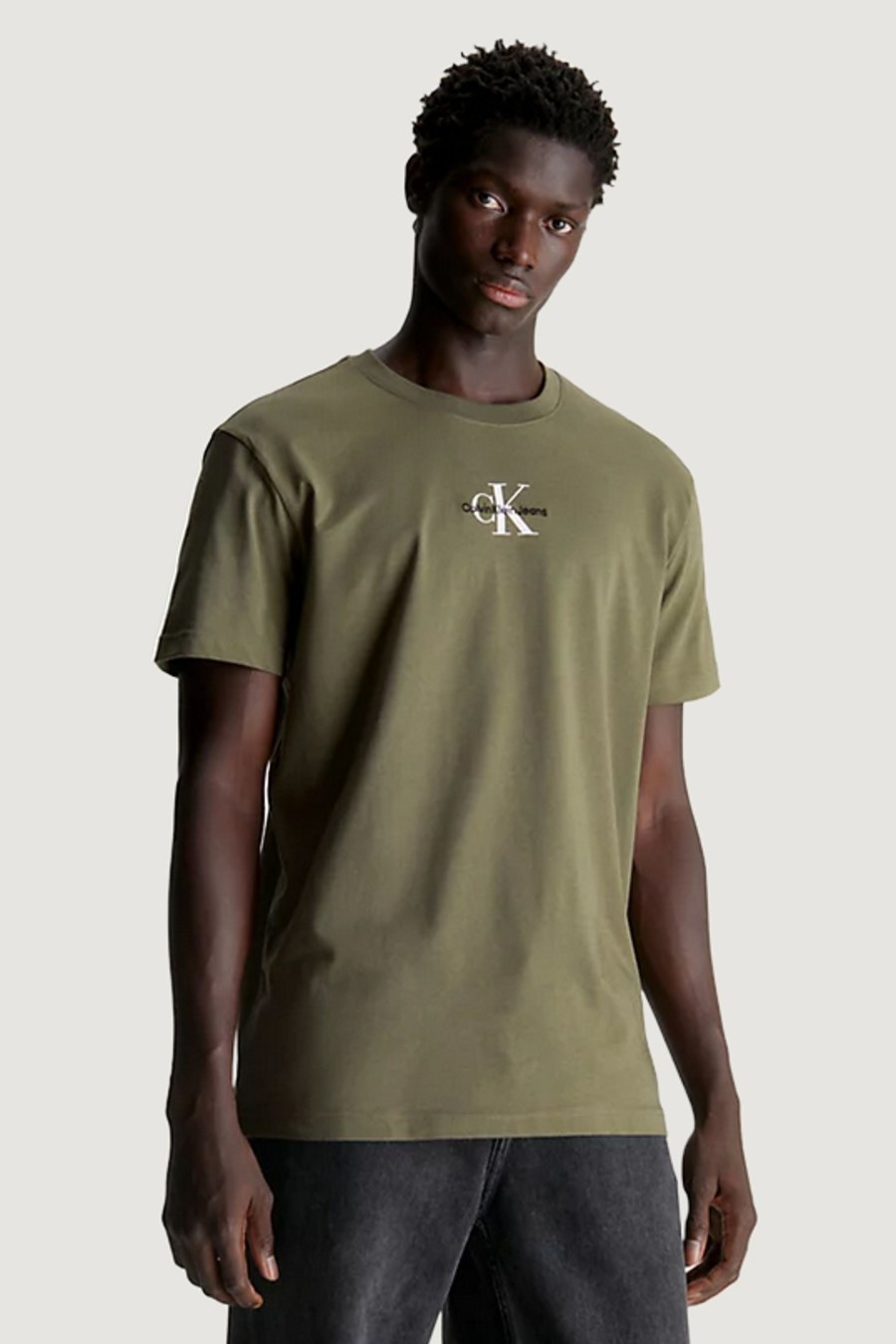 Uomo Calvin Klein | T-Shirt Calvin Klein Monologo Regular Verde Oliva