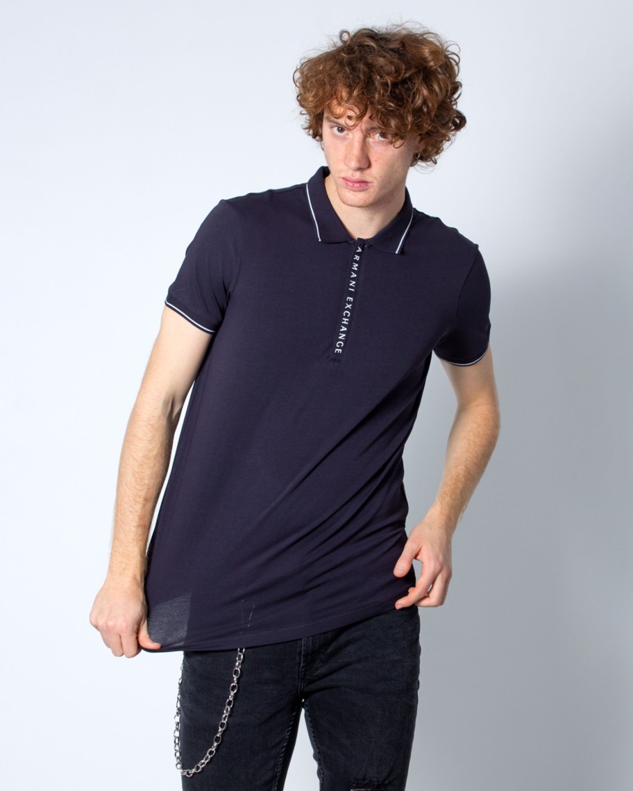 Uomo Armani Exchange | Polo Manica Corta Armani Exchange Blue Scuro