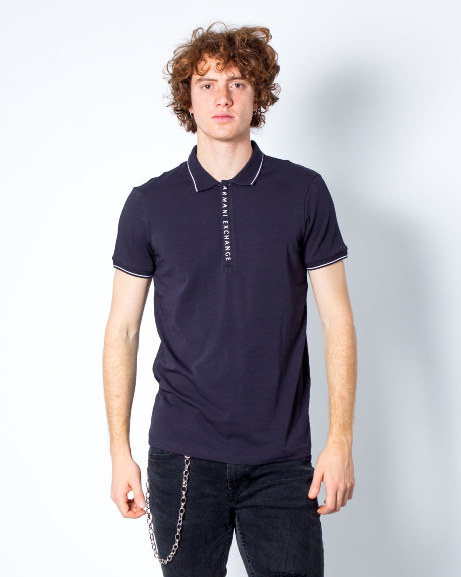 Uomo Armani Exchange | Polo Manica Corta Armani Exchange Blue Scuro