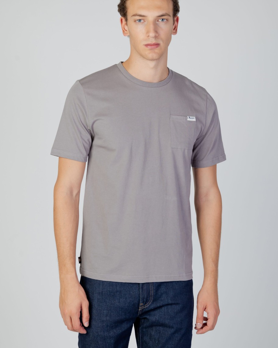 Uomo Aquascutum | T-Shirt Aquascutum Active Small Logo Pocket Grigio