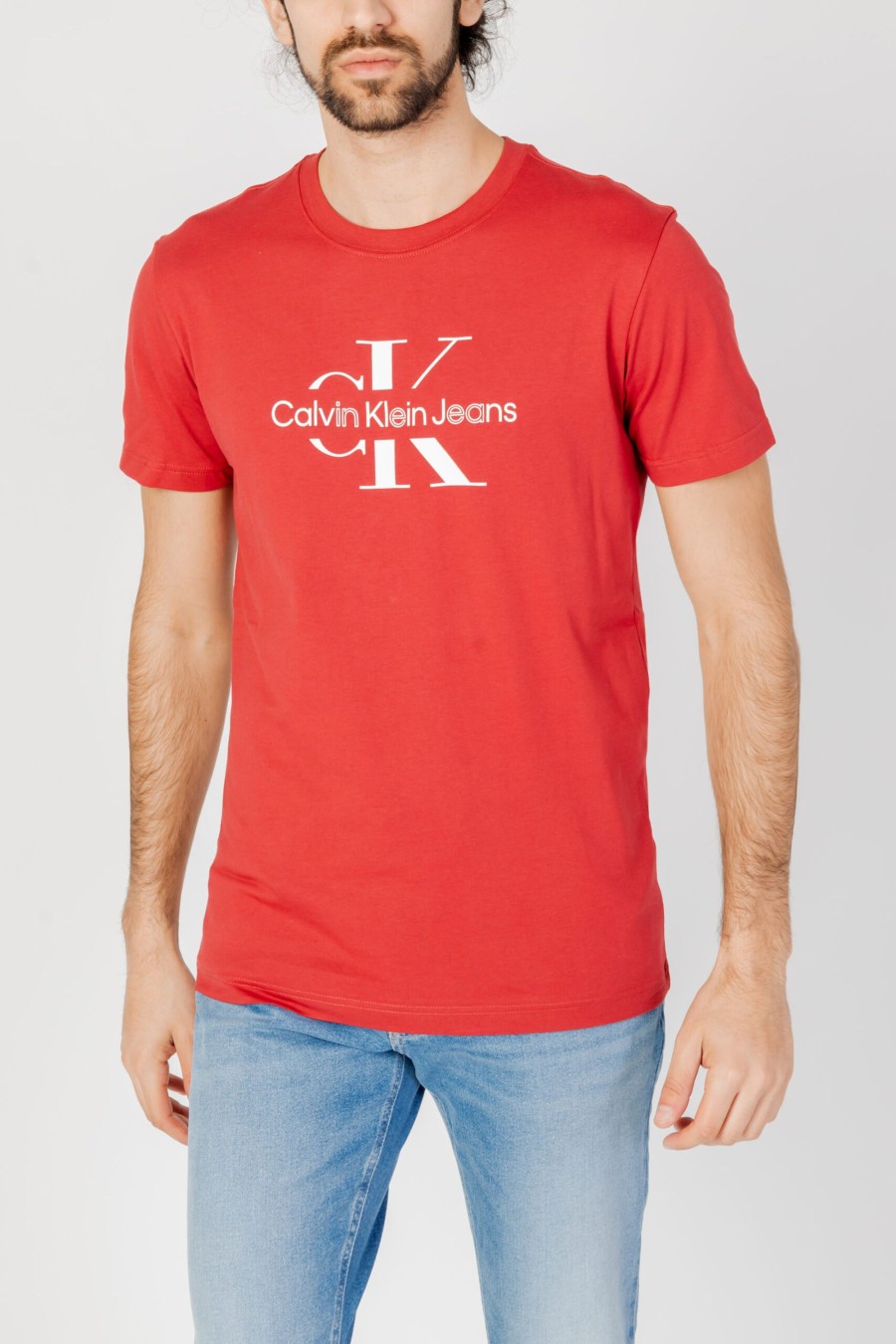 Uomo Calvin Klein | T-Shirt Calvin Klein Disrupted Outline Rosso