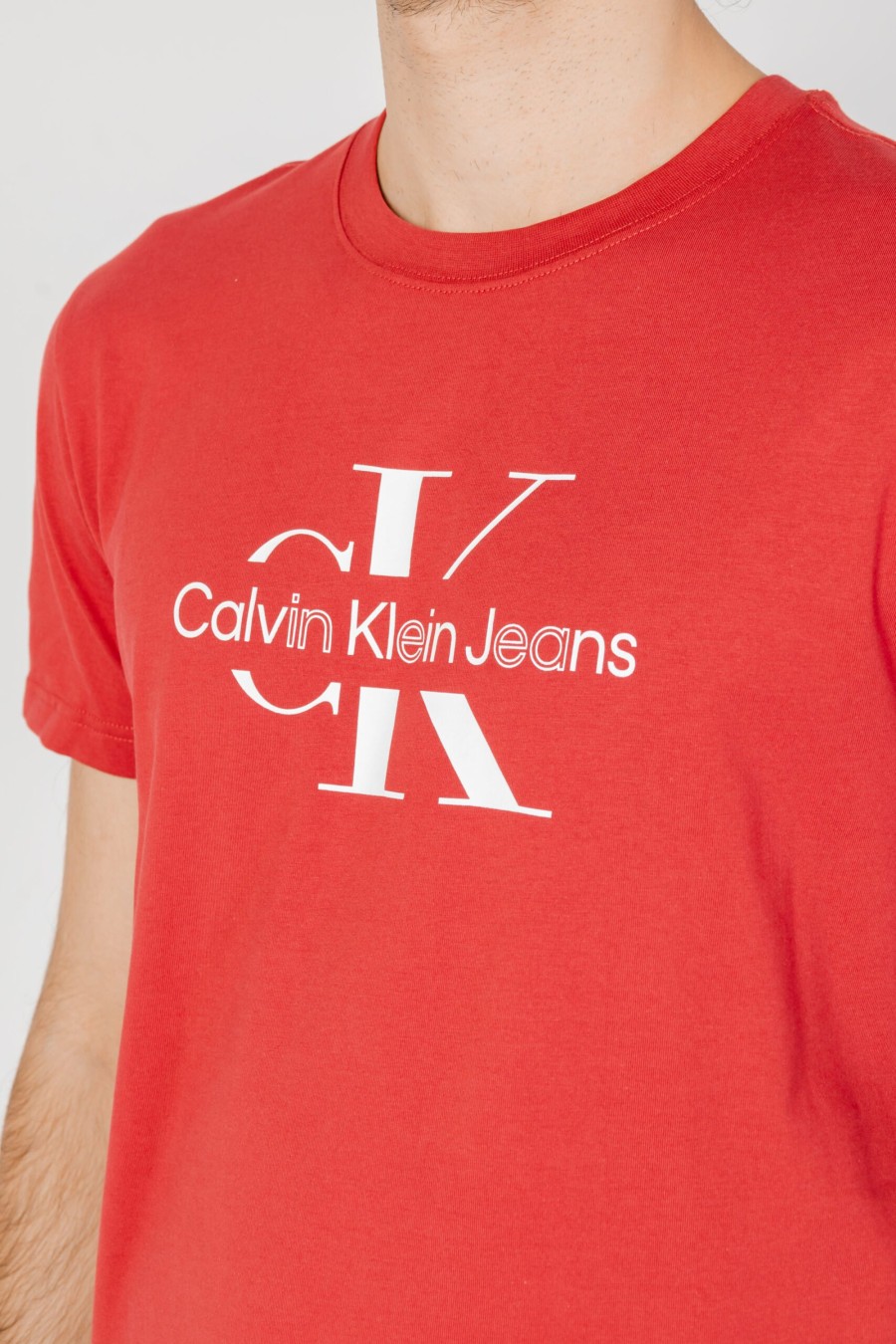 Uomo Calvin Klein | T-Shirt Calvin Klein Disrupted Outline Rosso