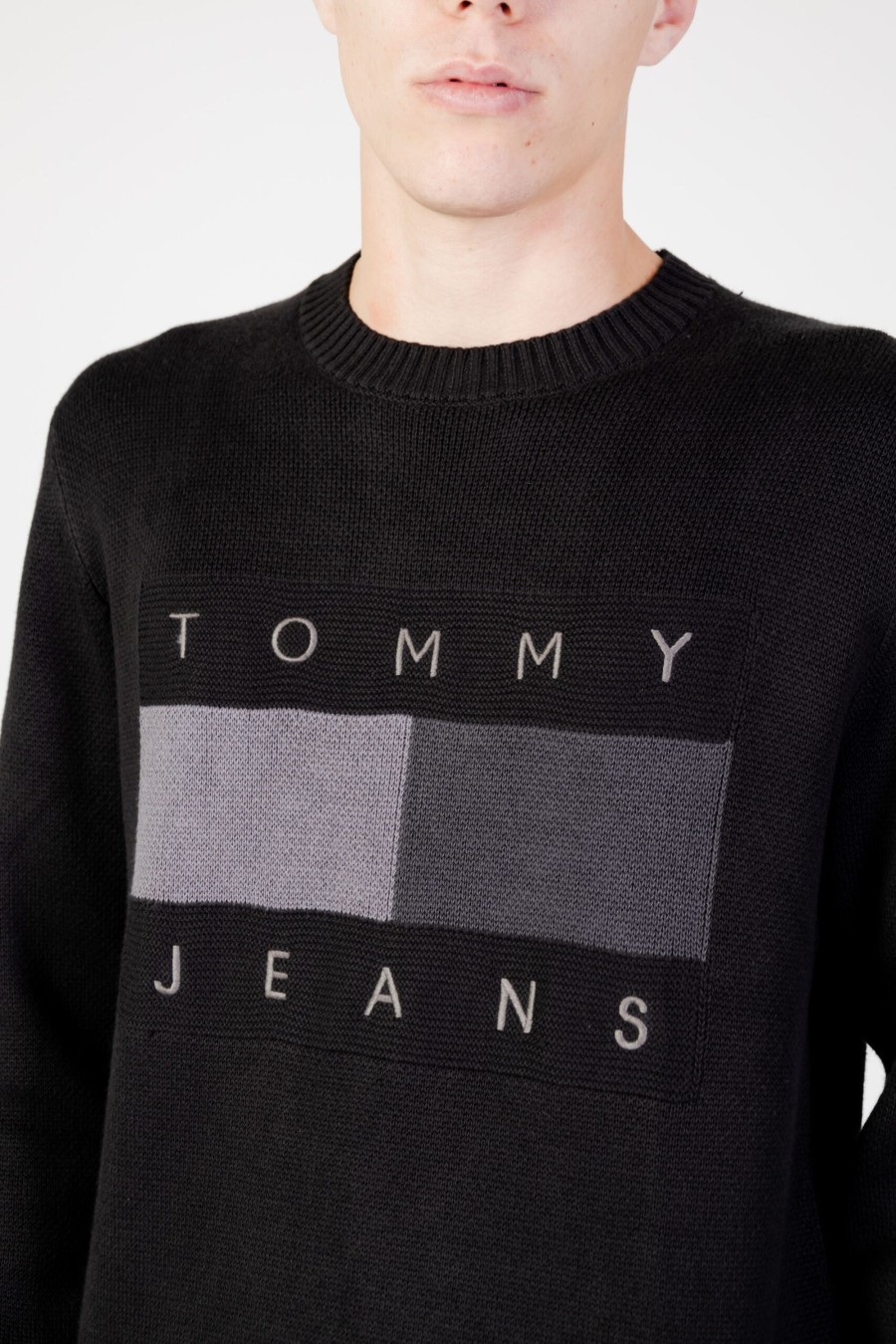 Uomo Tommy Hilfiger | Maglione Tommy Hilfiger Tjm Rlx Tonal Flag S Nero