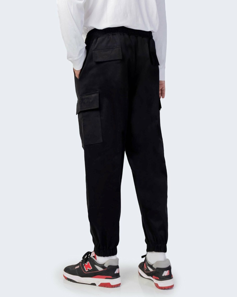 Uomo Hydra Clothing | Pantaloni Con Cavallo Basso Hydra Clothing Cargo Nero