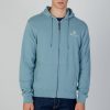 Uomo Aquascutum | Felpa Con Cappuccio Aquascutum Active Small Logo Full Zip Hoodie Fleece Celeste