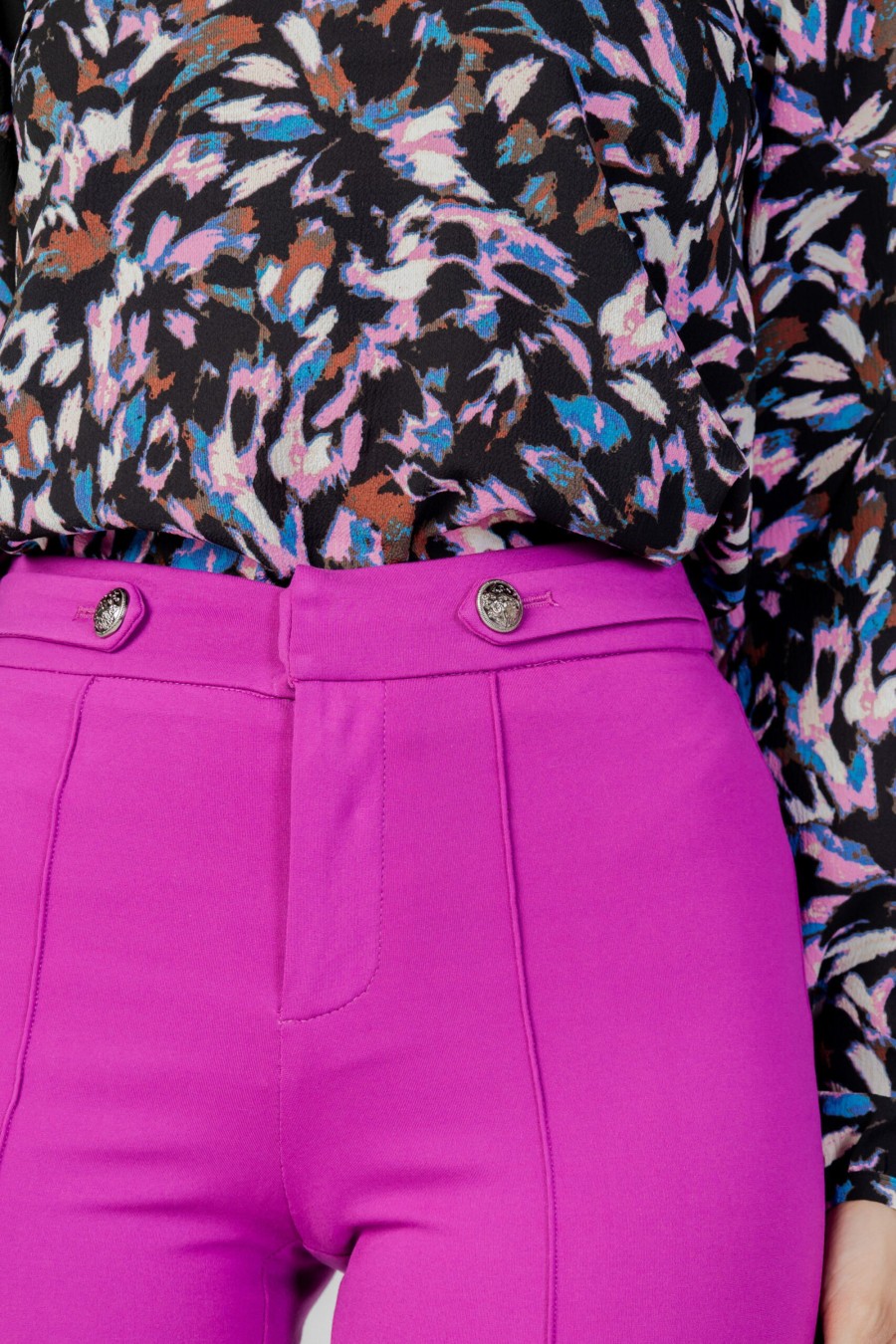 Donna Only | Pantaloni A Sigaretta Only Onlpoptrash Life Hw Flared But Pant Tlr Magenta