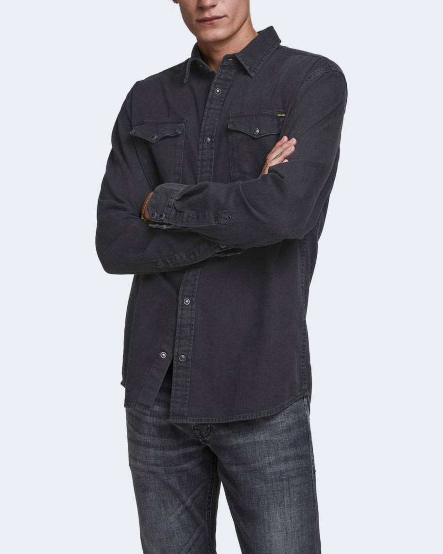 Uomo Jack Jones | Camicia Manica Lunga Jack Jones Jjesheridan L/S Noos Nero