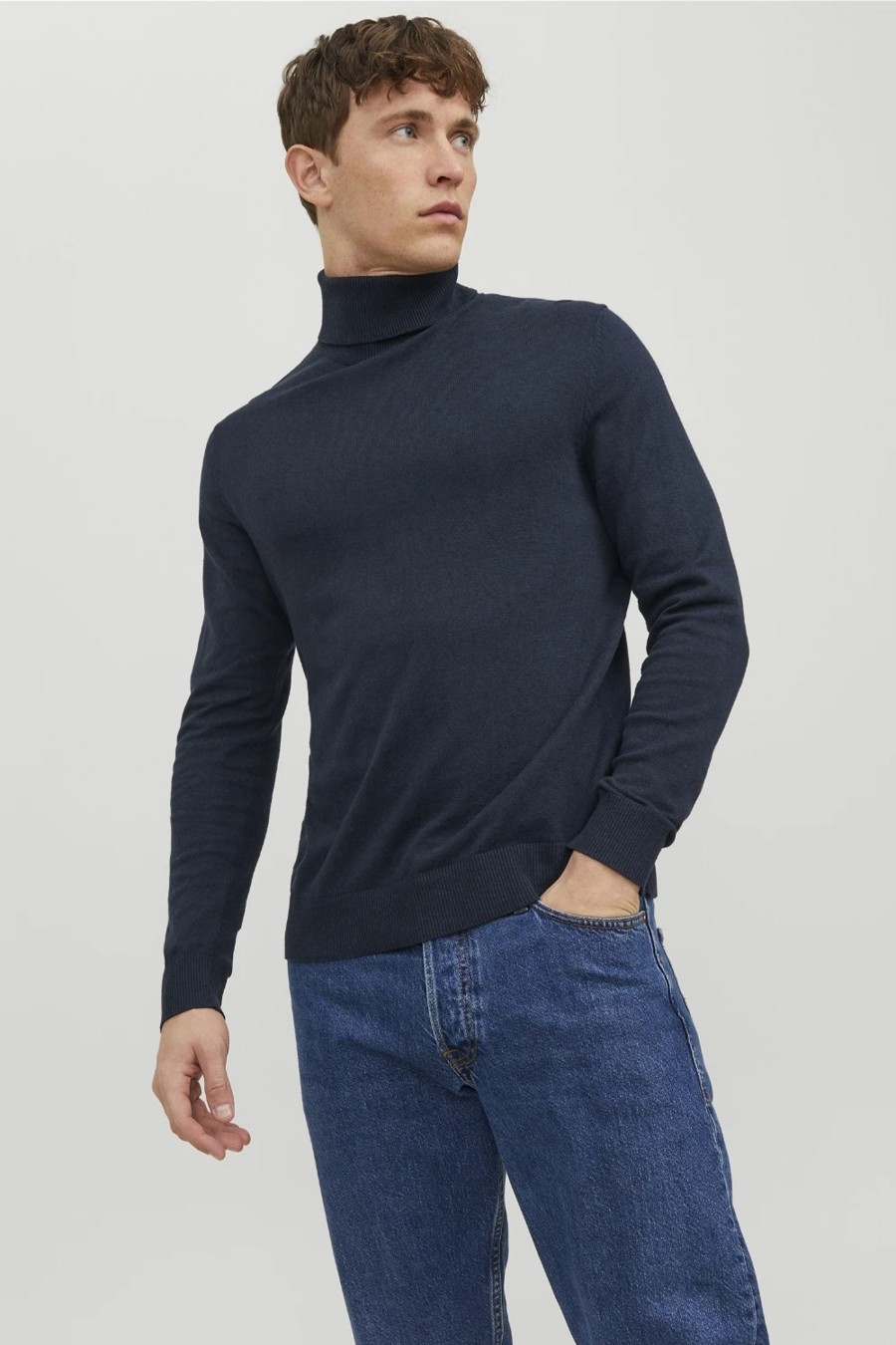 Uomo Jack Jones | Dolcevita Jack Jones Jjeemil Knit Roll Neck Noos Blu