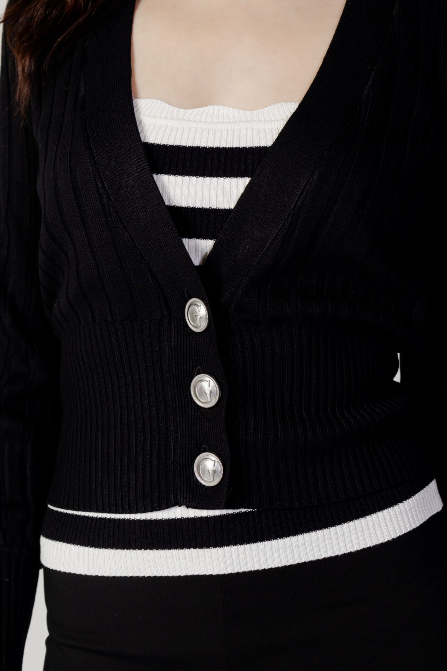 Donna Guess | Cardigan Guess Ls Agnes Nero