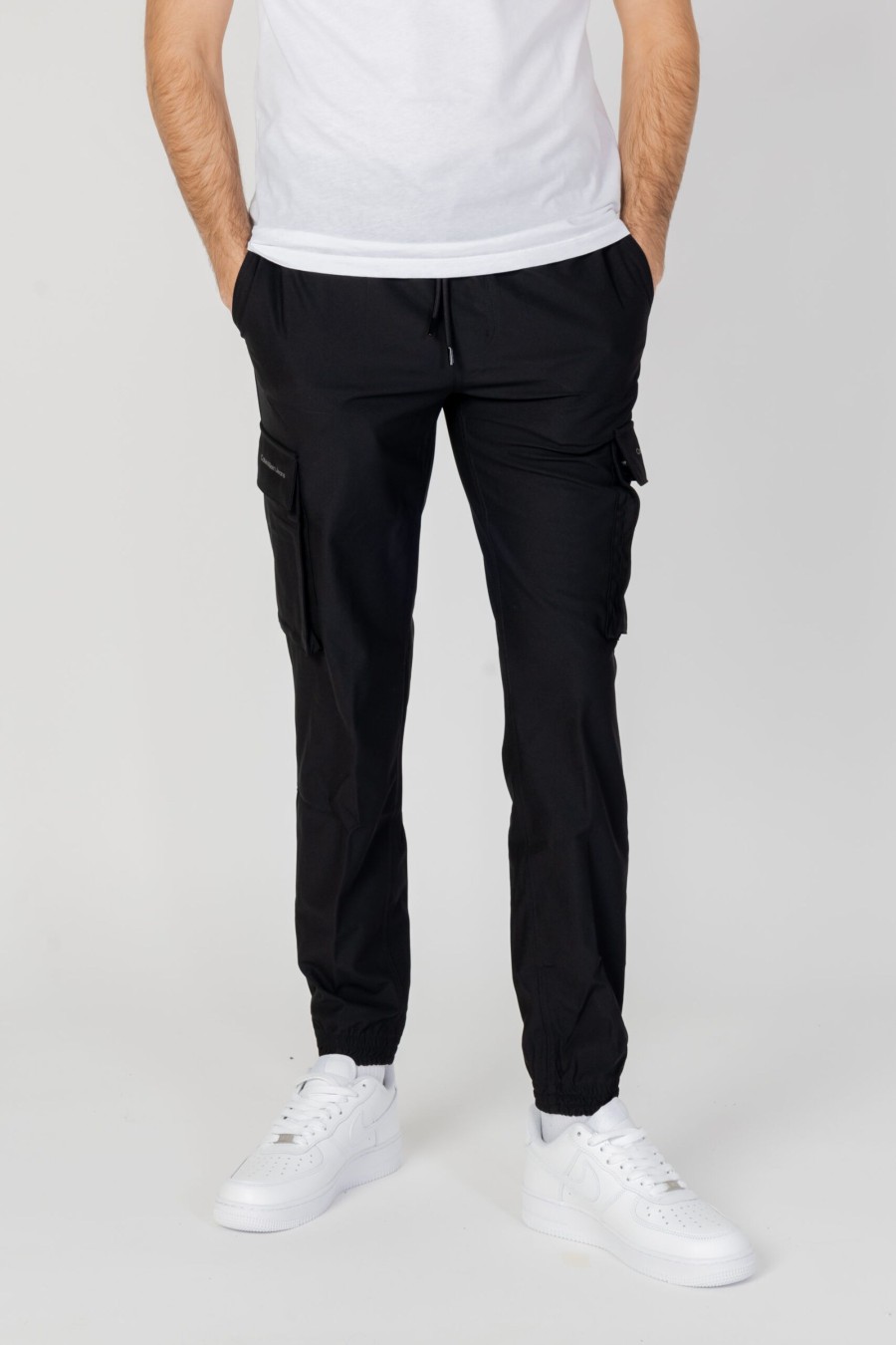 Uomo Calvin Klein | Pantaloni Sportivi Calvin Klein Technical Logo Repea Nero