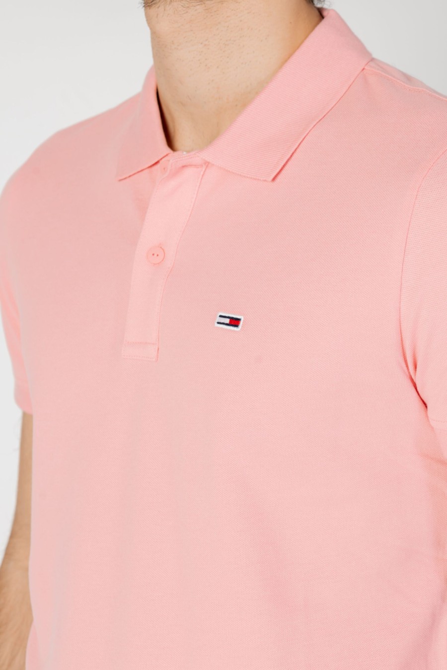 Uomo Tommy Hilfiger | Polo Manica Corta Tommy Hilfiger Slim Placket Rosa