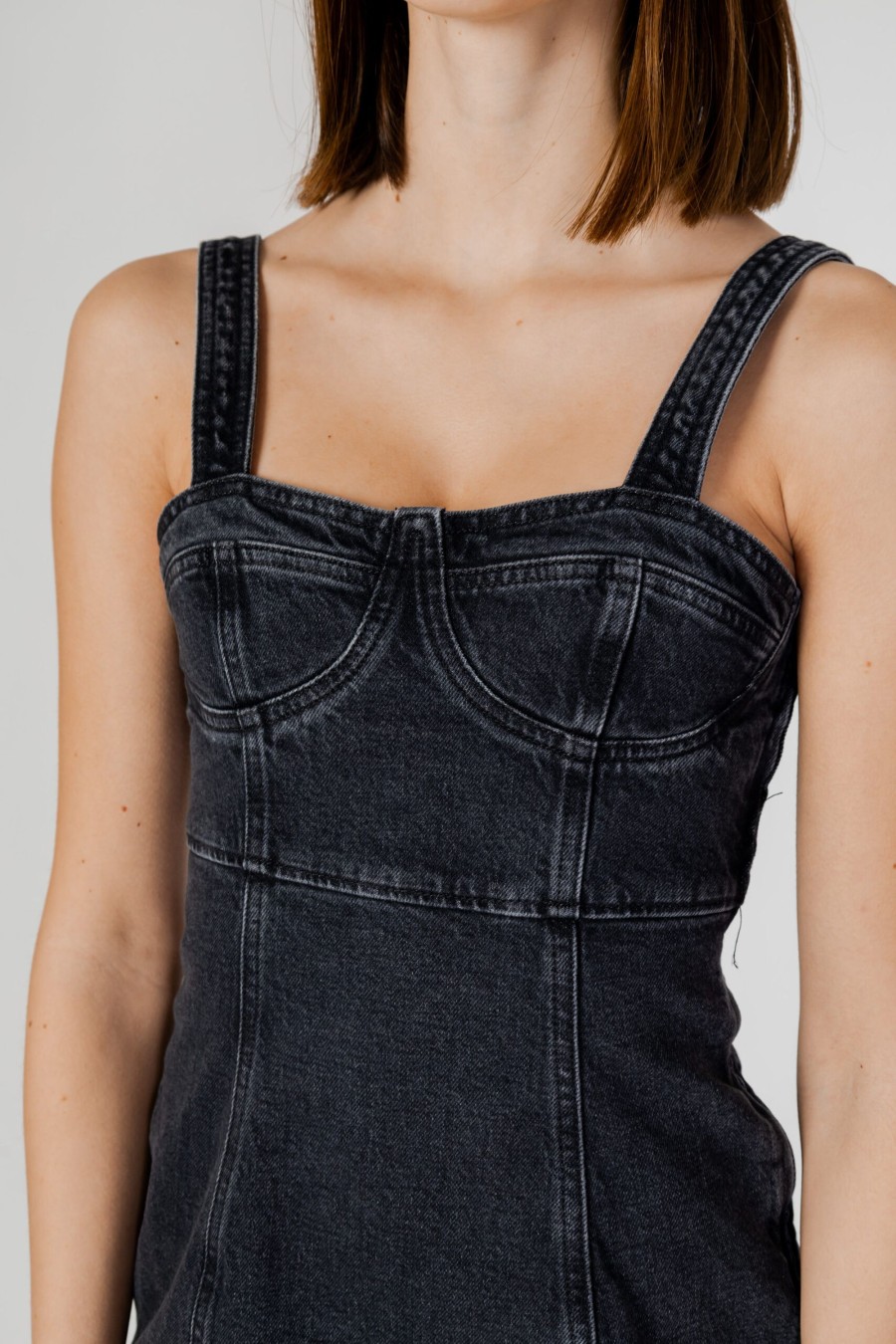 Donna Tommy Hilfiger | Vestito Midi Tommy Hilfiger Bustier Ah7185 Black Jeans