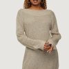 Donna Jacqueline de Yong | Vestito Midi Jacqueline De Yong Jdywhitney Megan L/S Boat Dress Knt Noos Beige