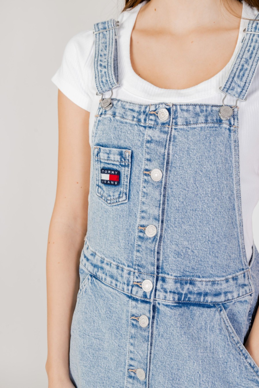 Donna Tommy Hilfiger | Tutina Tommy Hilfiger Dungaree Bf Midi Denim Chiaro