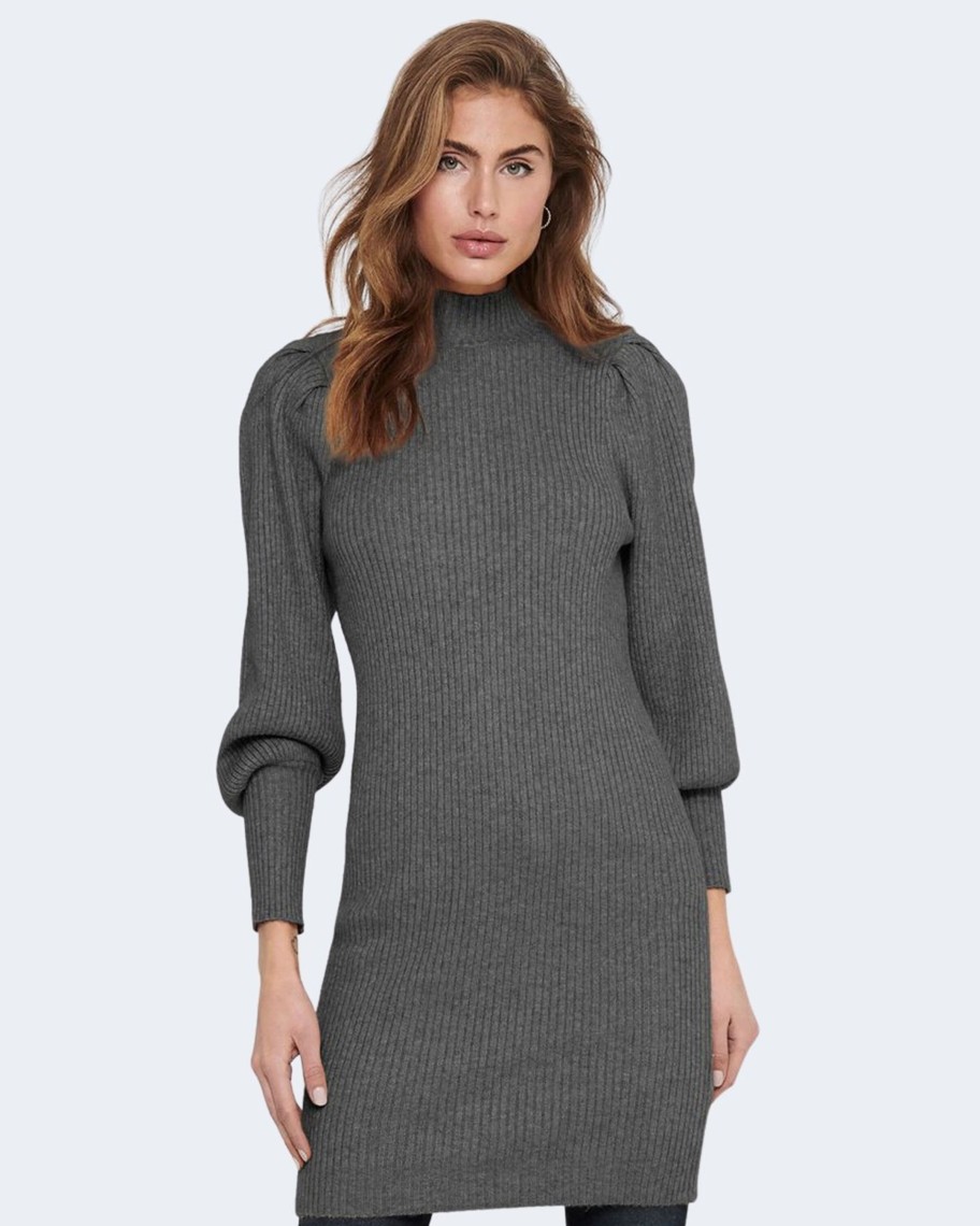 Donna Only | Vestito Corto Only Onlkatia L/S Cc Knt Grigio Scuro