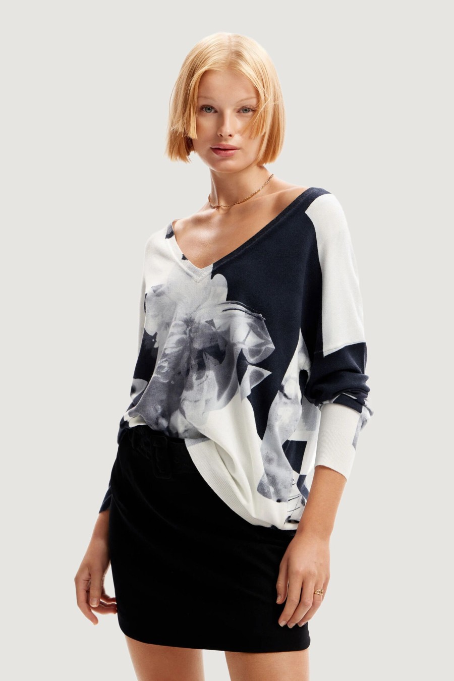 Donna Desigual | Maglia Desigual Fotinblack_Pull Bianco