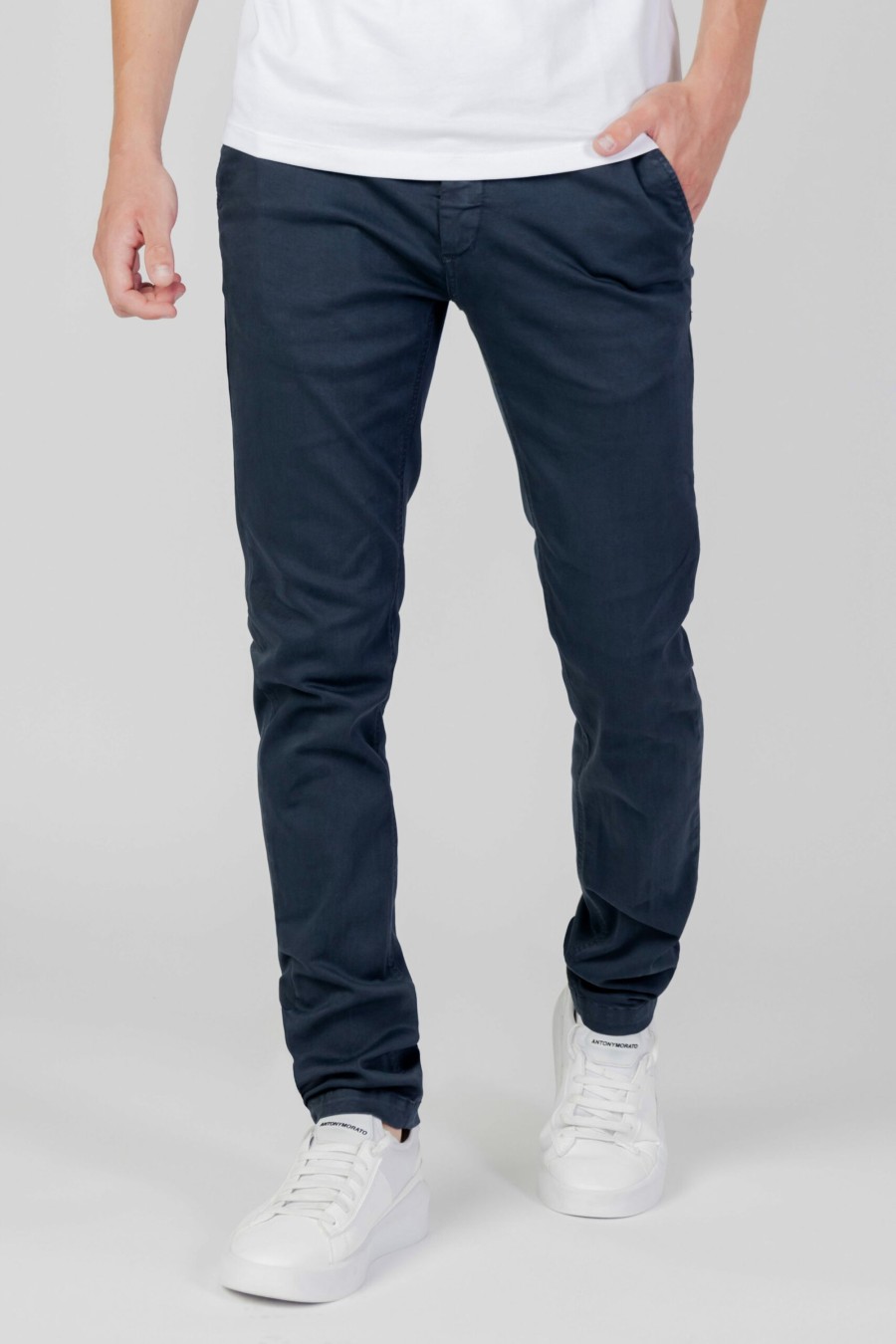 Uomo Replay | Pantaloni Slim Replay Zeumar Blu