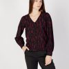 Donna Jacqueline de Yong | Bluse Manica Lunga Jacqueline De Yong Jdydivya L/S Aop V-Neck Cuff Top Wvn Nero