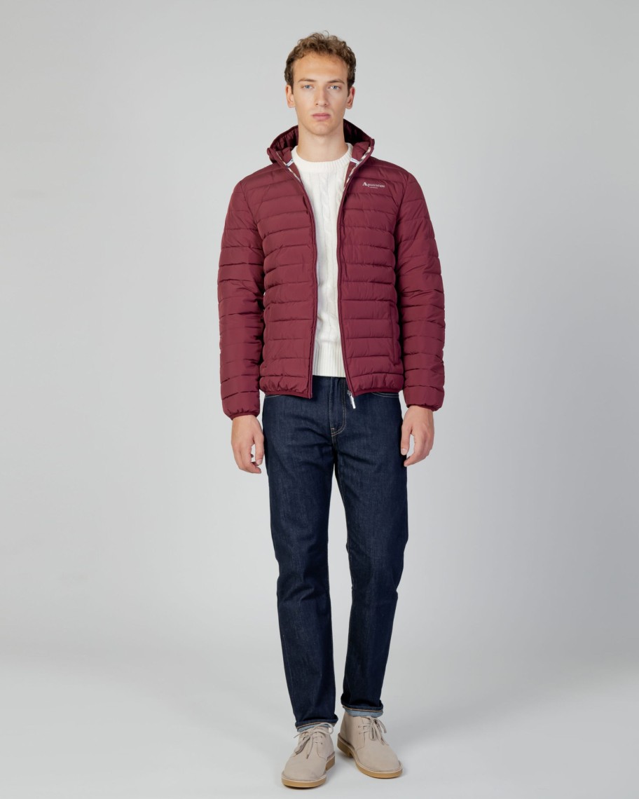 Uomo Aquascutum | Giacchetto Aquascutum Active 100Gr Hooded Jacket Bordeaux