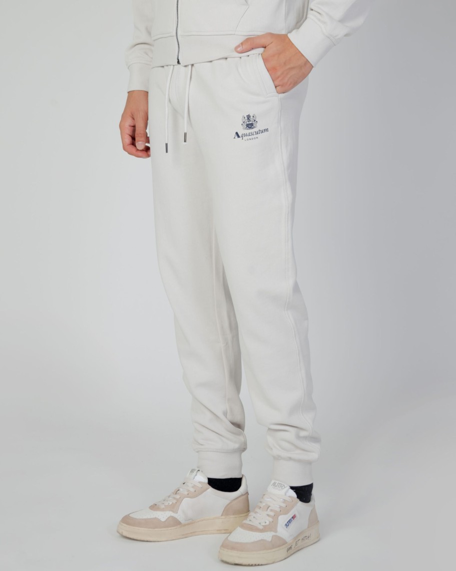 Uomo Aquascutum | Pantaloni Sportivi Aquascutum Active Basic Rib Track Pant Grigio Chiaro