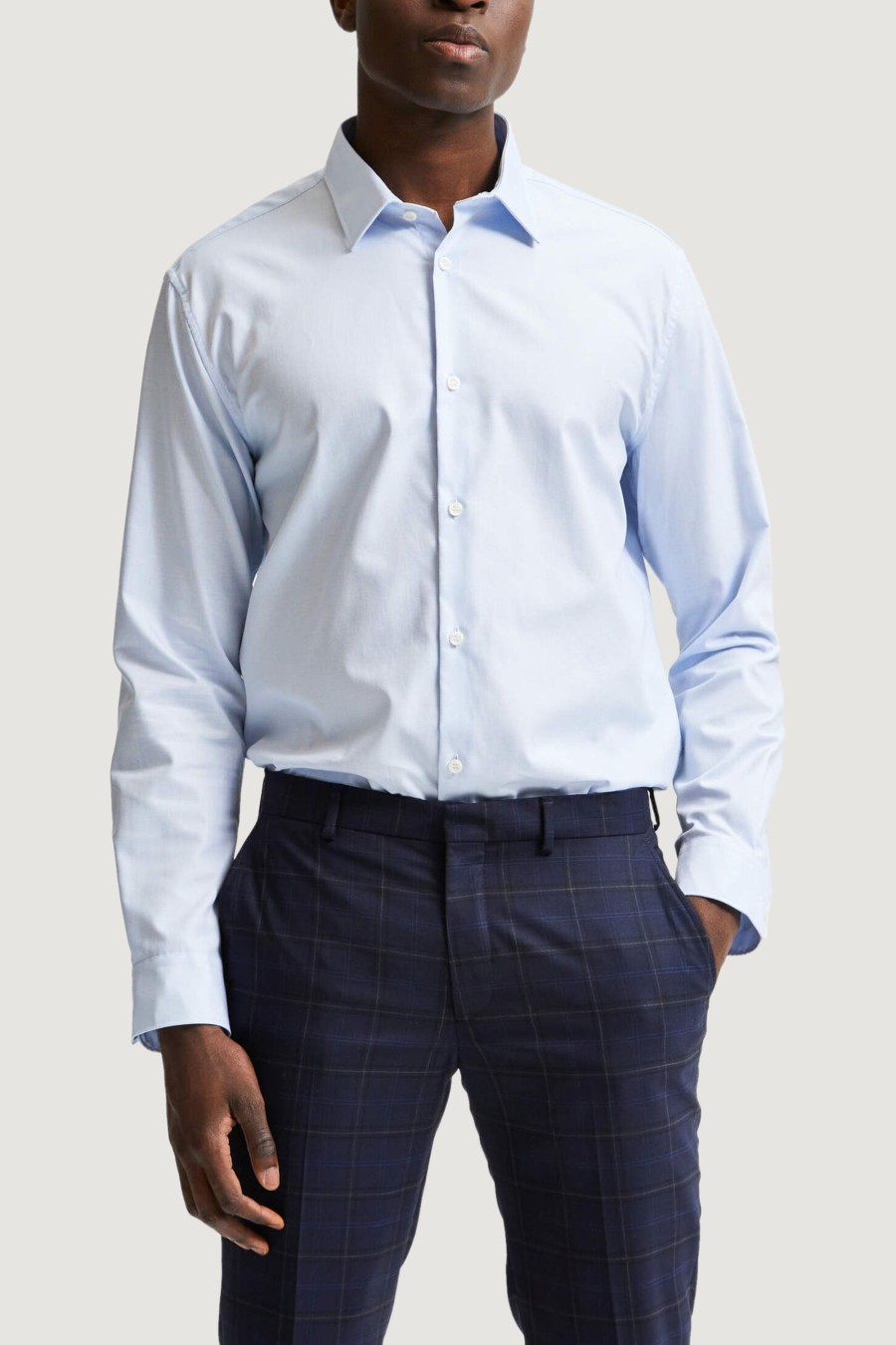 Uomo Selected | Camicia Manica Lunga Selected Slhregethan Shirt Ls Classic B Noos Celeste