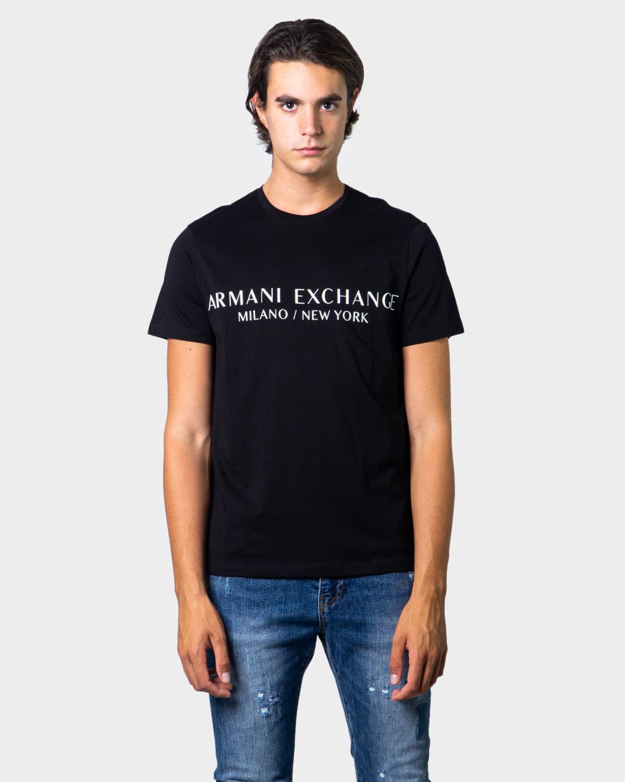 Uomo Armani Exchange | T-Shirt Armani Exchange Milano/New York Nero