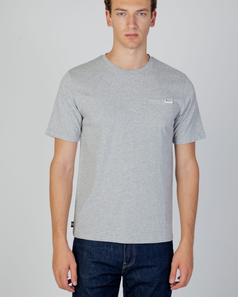 Uomo Aquascutum | T-Shirt Aquascutum Active Small Logo Pocket Grigio Scuro