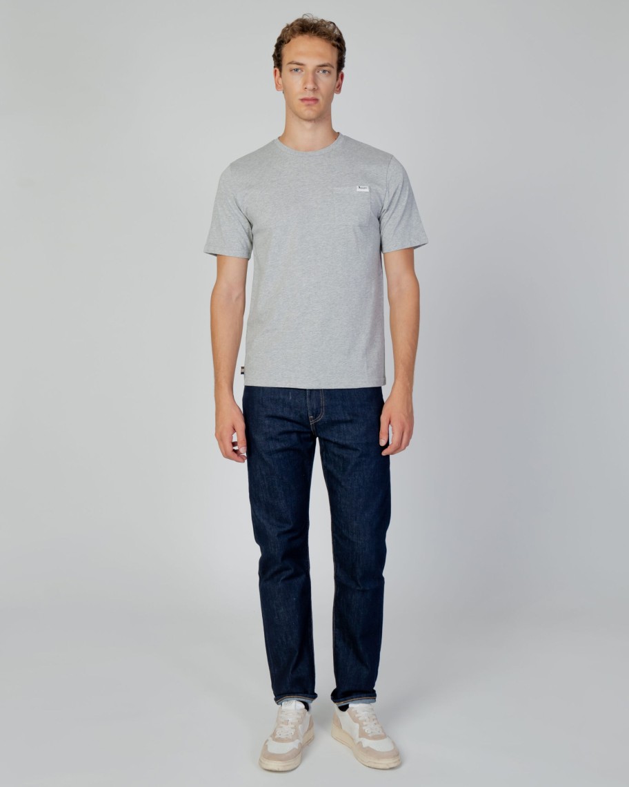 Uomo Aquascutum | T-Shirt Aquascutum Active Small Logo Pocket Grigio Scuro