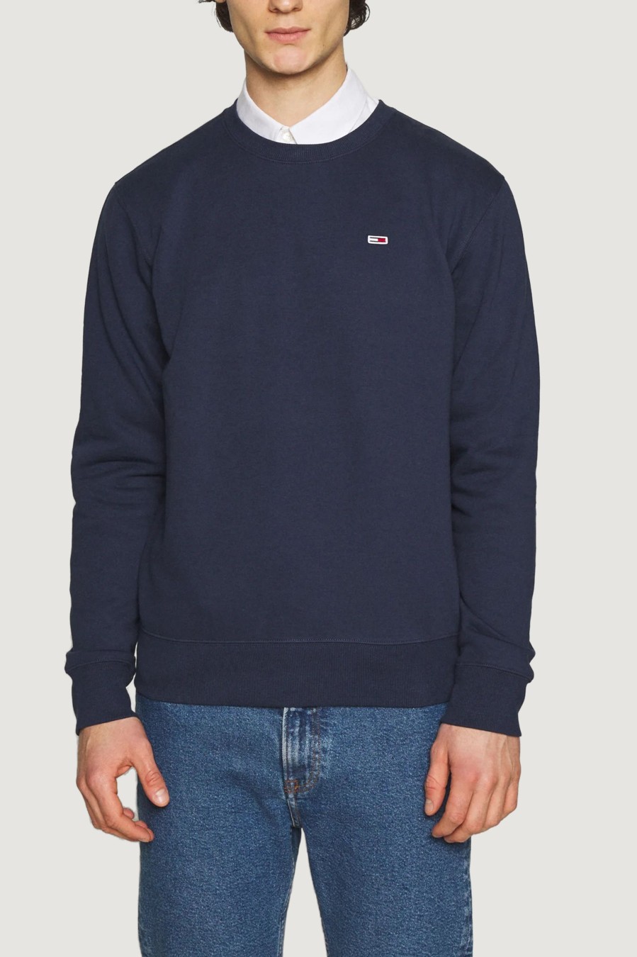 Uomo Tommy Hilfiger | Felpa Senza Cappuccio Tommy Hilfiger Regular Fleece C Blu