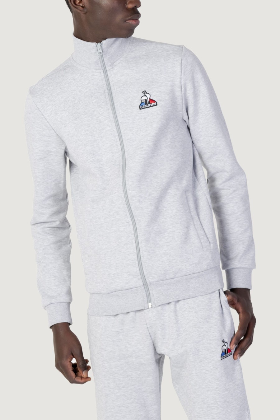 Uomo Le Coq Sportif | Felpa Senza Cappuccio Le Coq Sportif Ess Fz Sweat N°4 Grigio