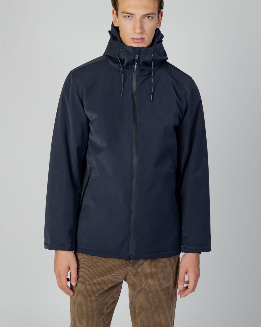 Uomo Aquascutum | Parka Aquascutum Active Hydro Mid Parka Blu