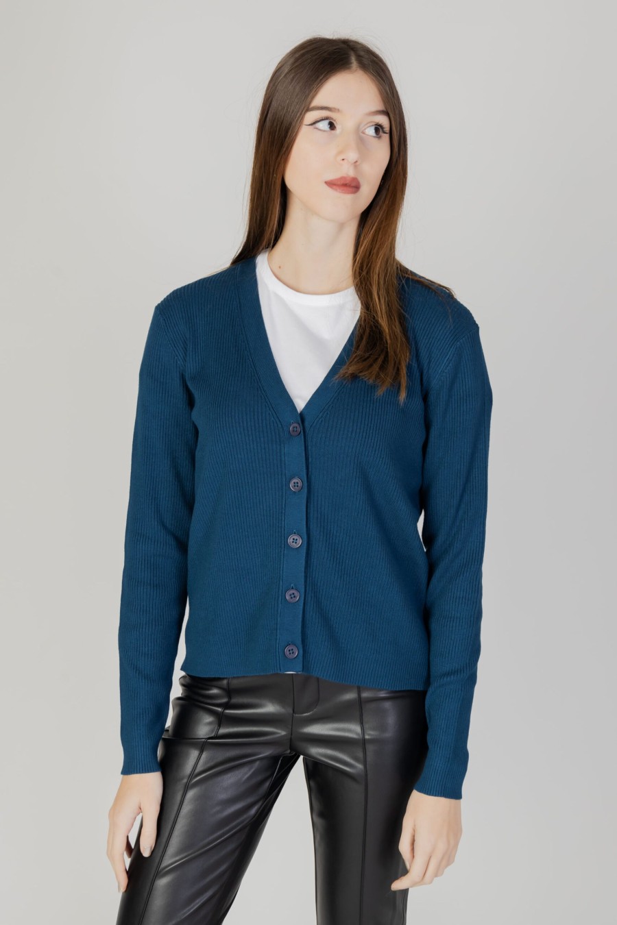 Donna Street One | Cardigan Street One Ribbed Petrolio