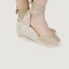 Donna Espadrilles | Scarpe Con Tacco Espadrilles Roy Rafia Espadrilles Platino Platino