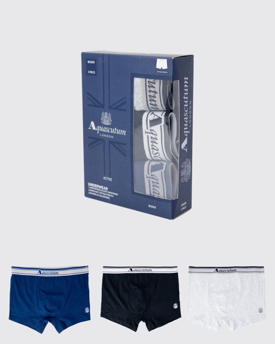 Uomo Aquascutum | Boxer Aquascutum Active Underwear Boxer Triple Pack Nero