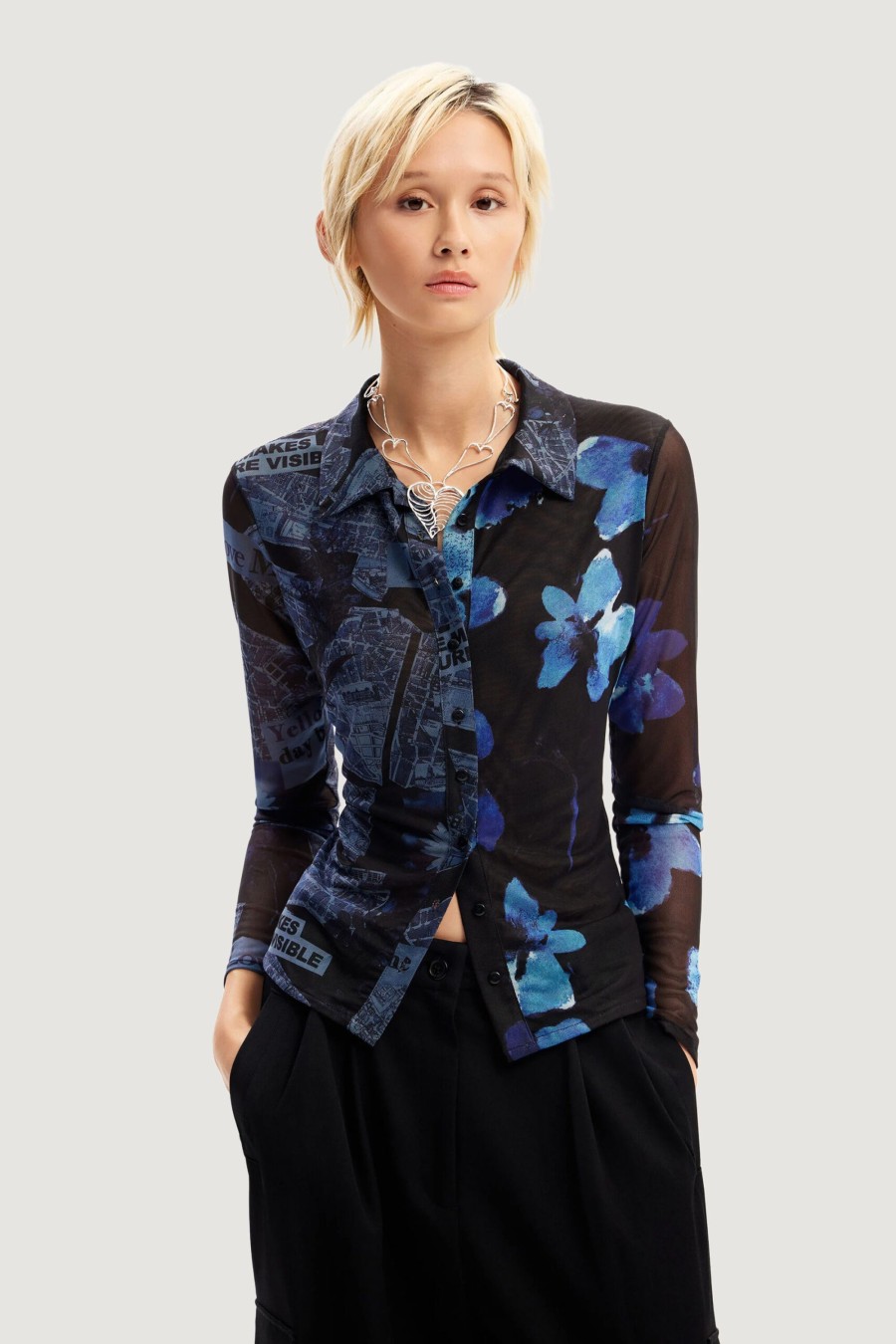 Donna Desigual | Camicia Manica Lunga Desigual News Blu