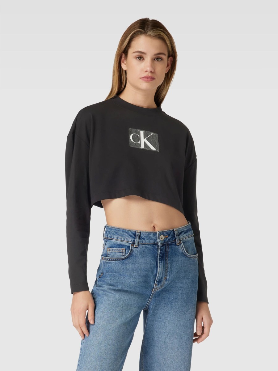 Donna Calvin Klein | T-Shirt Manica Lunga Calvin Klein Sequin Long Sleeve Nero