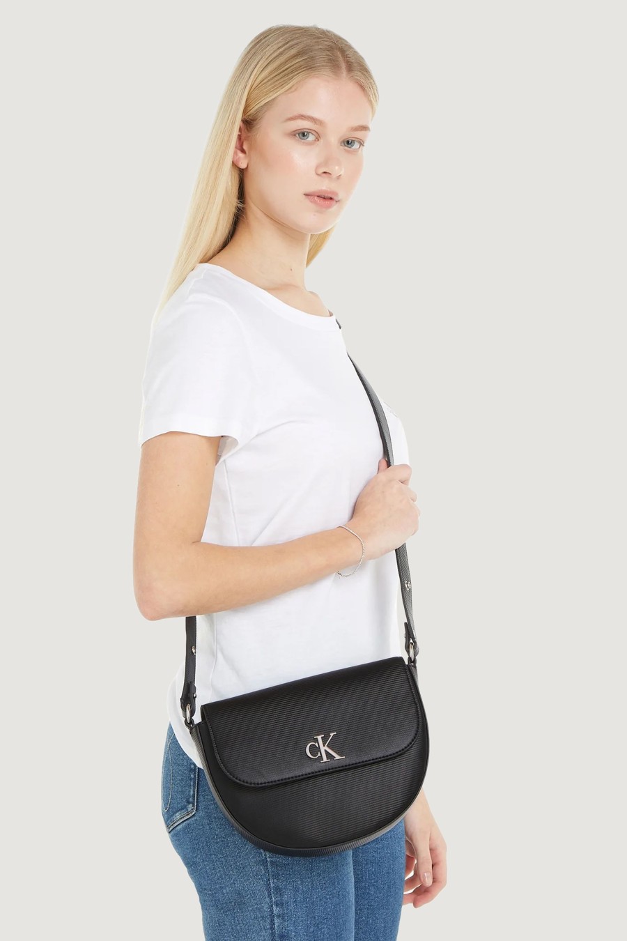 Donna Calvin Klein | Borsa Calvin Klein Minimal Monogram Saddle Nero