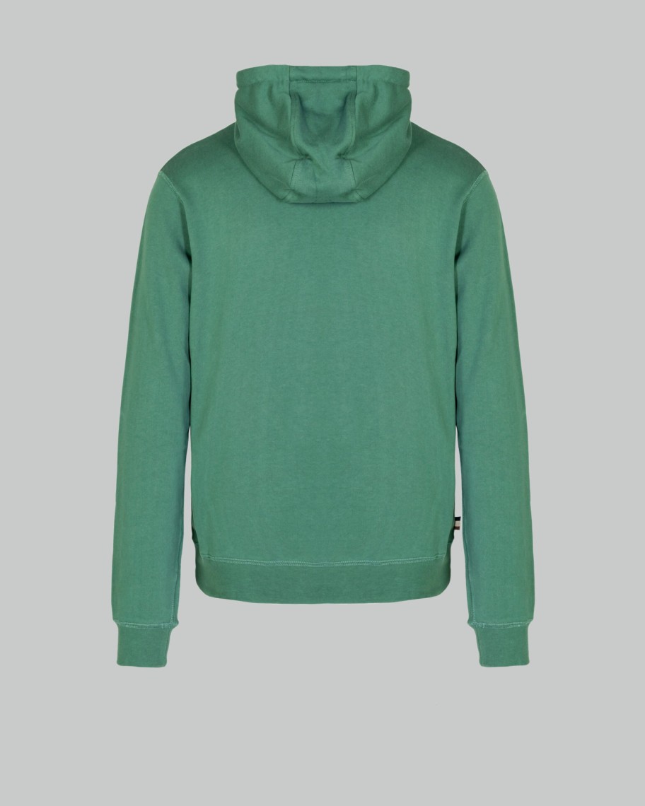 Uomo Aquascutum | Felpa Con Cappuccio Aquascutum Active Big Logo Hoodie Fleece Verde