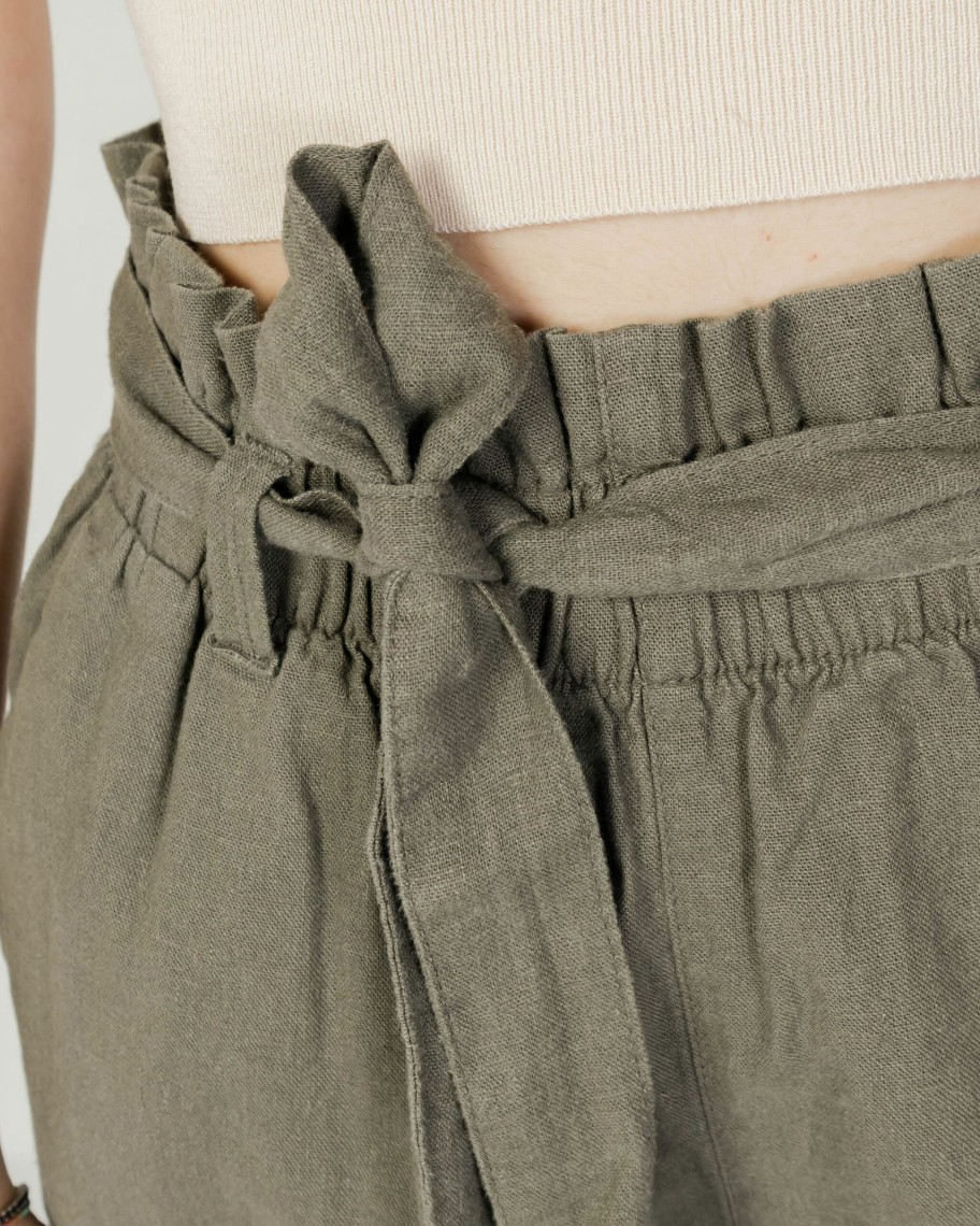 Donna Jacqueline de Yong | Shorts Jacqueline De Yong Jdysay Mw Linen Shorts Wvn Verde Oliva