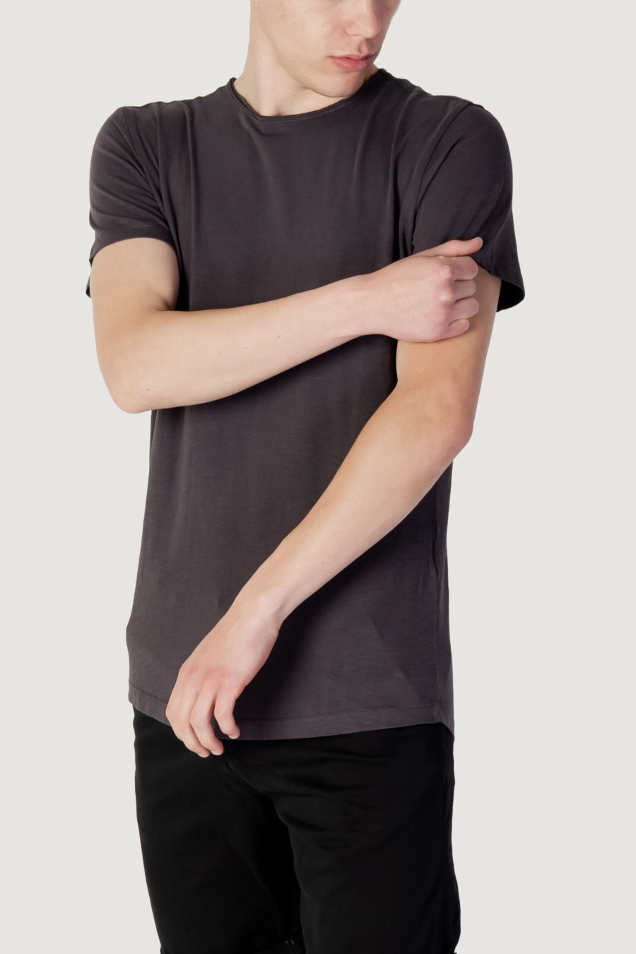 Uomo Jack Jones | T-Shirt Jack Jones Jjebasher Tee O-Neck Ss Noos Grigio