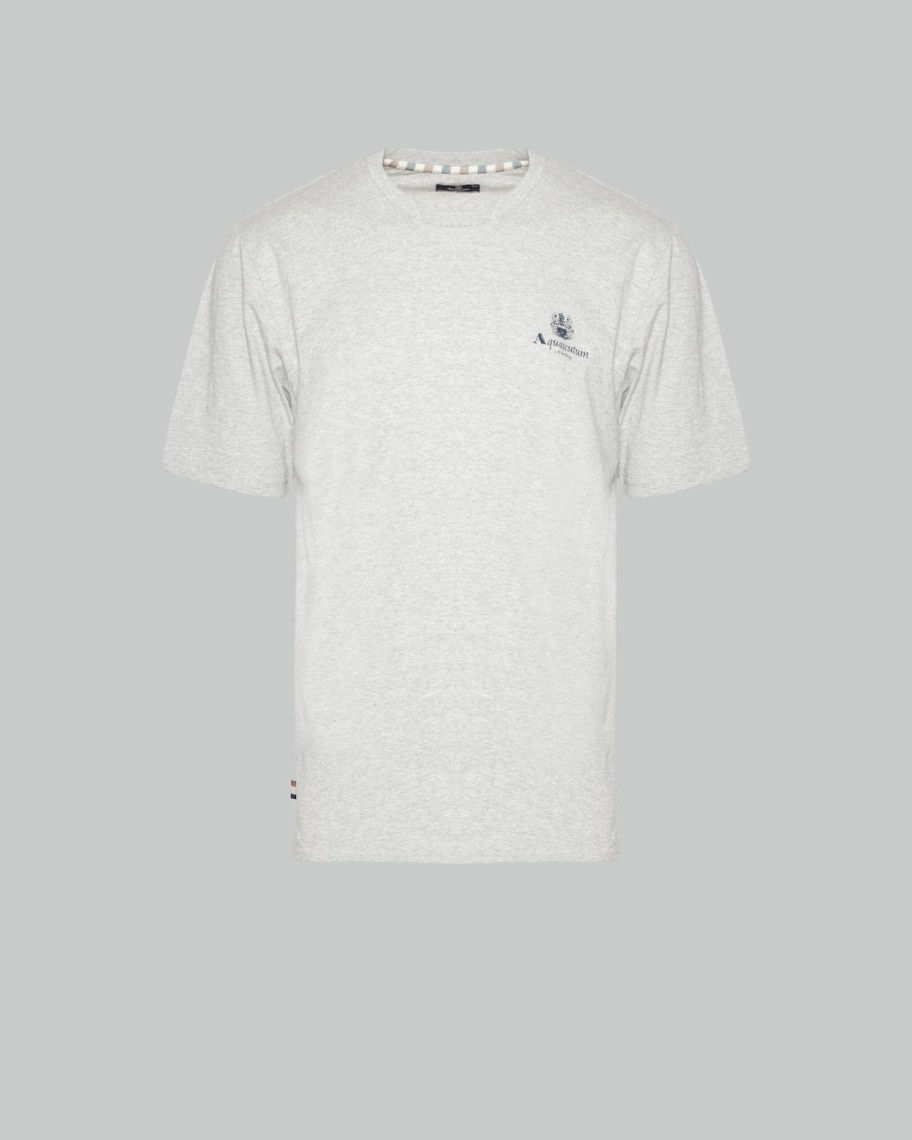 Uomo Aquascutum | T-Shirt Aquascutum Active Small Logo Grigio Scuro