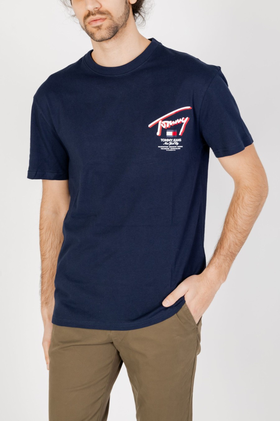 Uomo Tommy Hilfiger | T-Shirt Tommy Hilfiger Reg 3D Street Blu