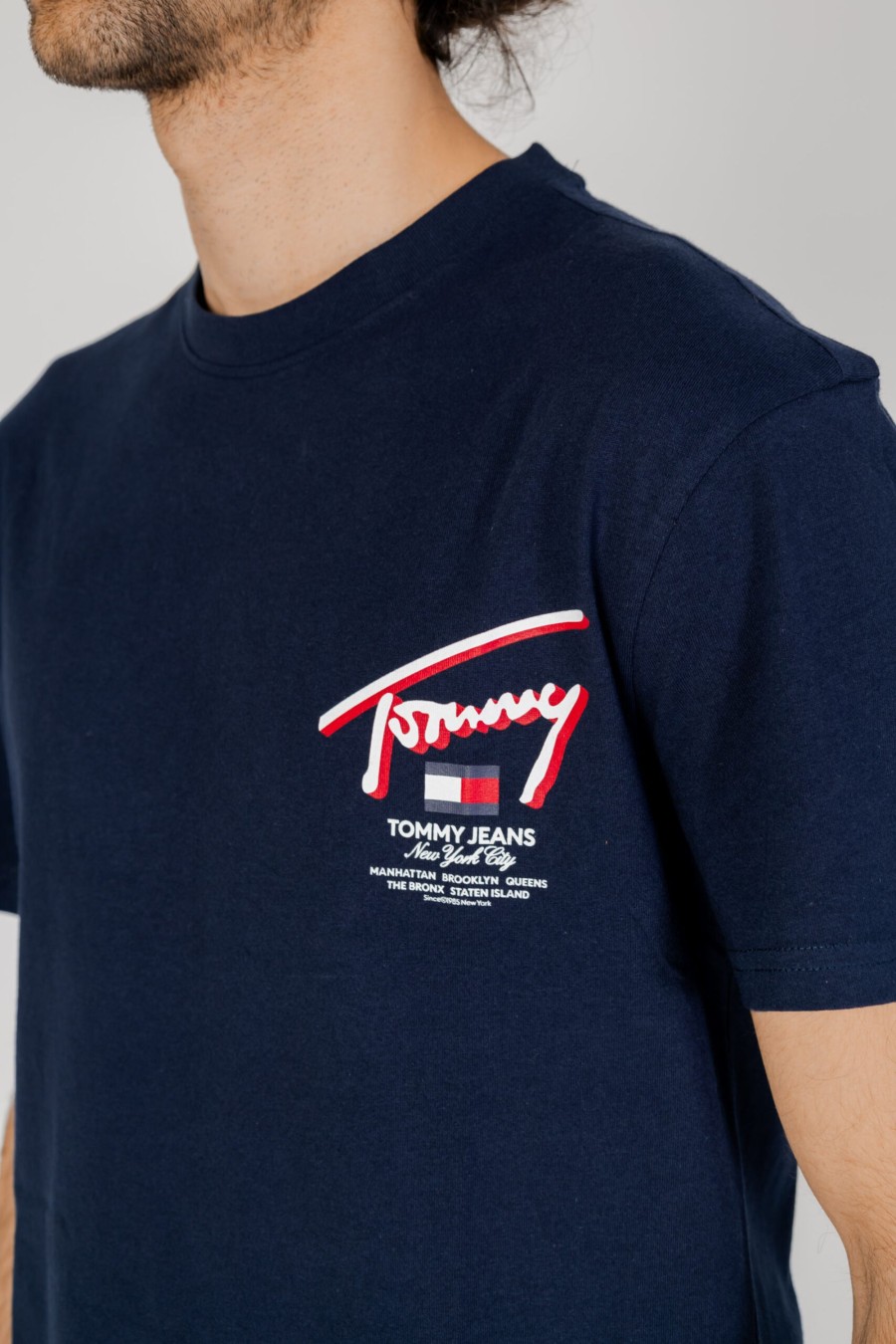 Uomo Tommy Hilfiger | T-Shirt Tommy Hilfiger Reg 3D Street Blu