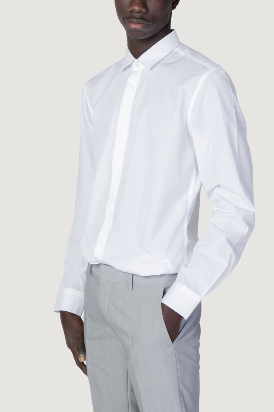 Uomo Antony Morato | Camicia Manica Lunga Antony Morato London Slim Fit Bianco