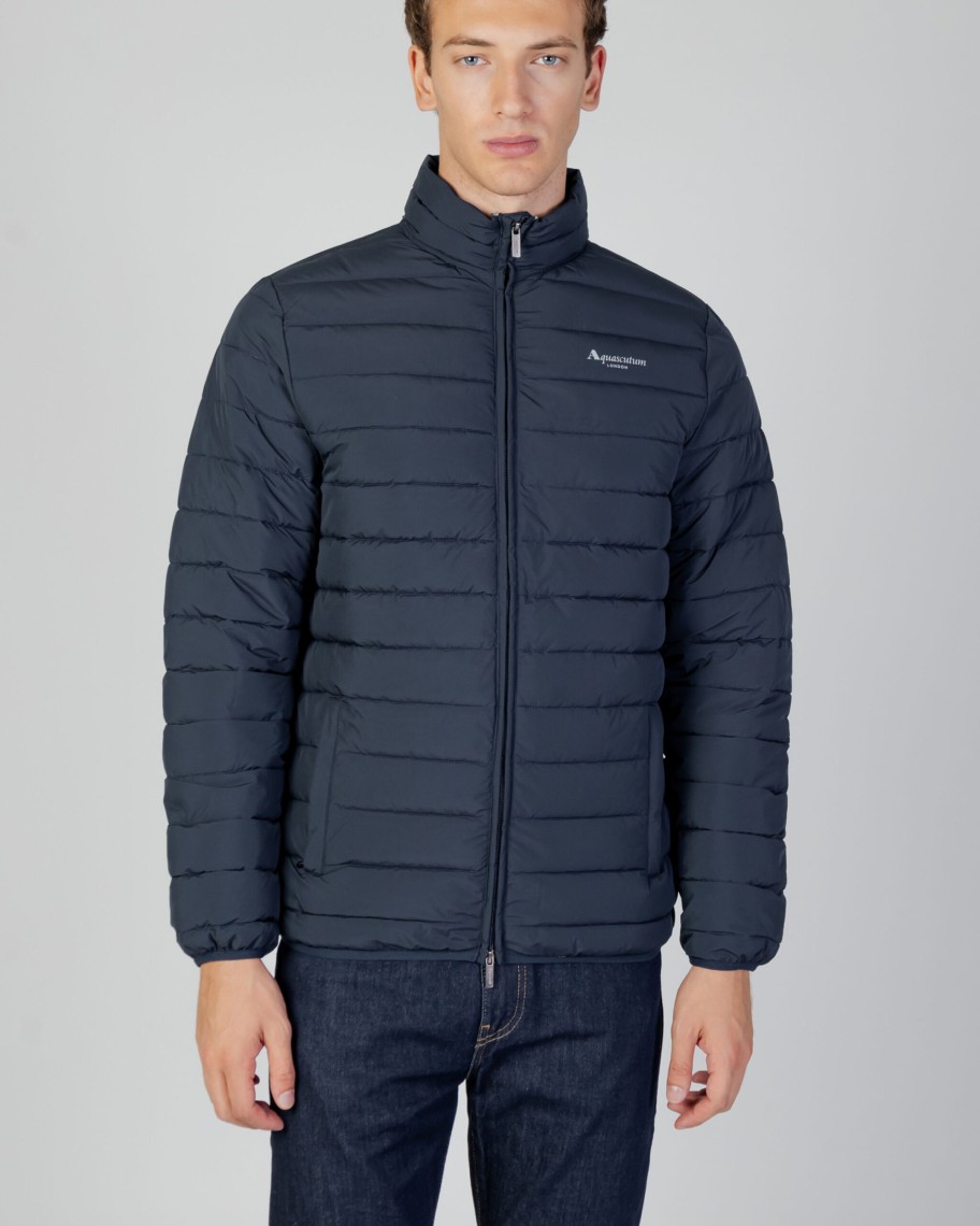 Uomo Aquascutum | Giacchetto Aquascutum Active 100Gr Mock Neck Jacket Blu