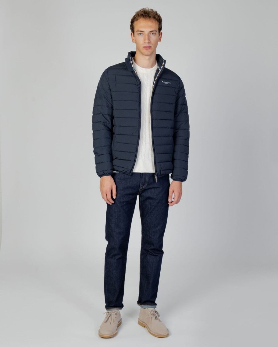 Uomo Aquascutum | Giacchetto Aquascutum Active 100Gr Mock Neck Jacket Blu