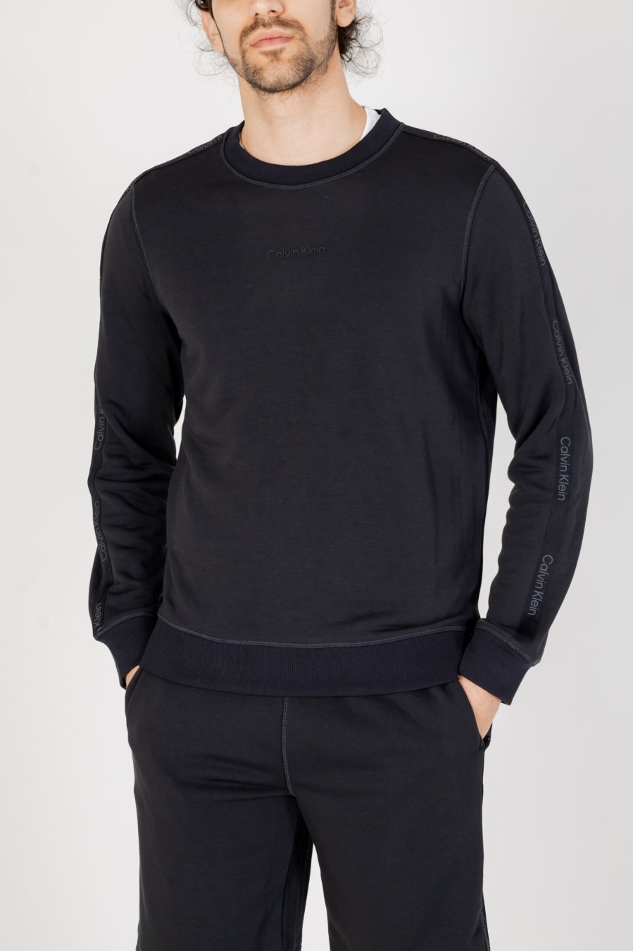 Uomo Calvin Klein Sport | Felpa Senza Cappuccio Calvin Klein Sport Pw - Pullover Nero