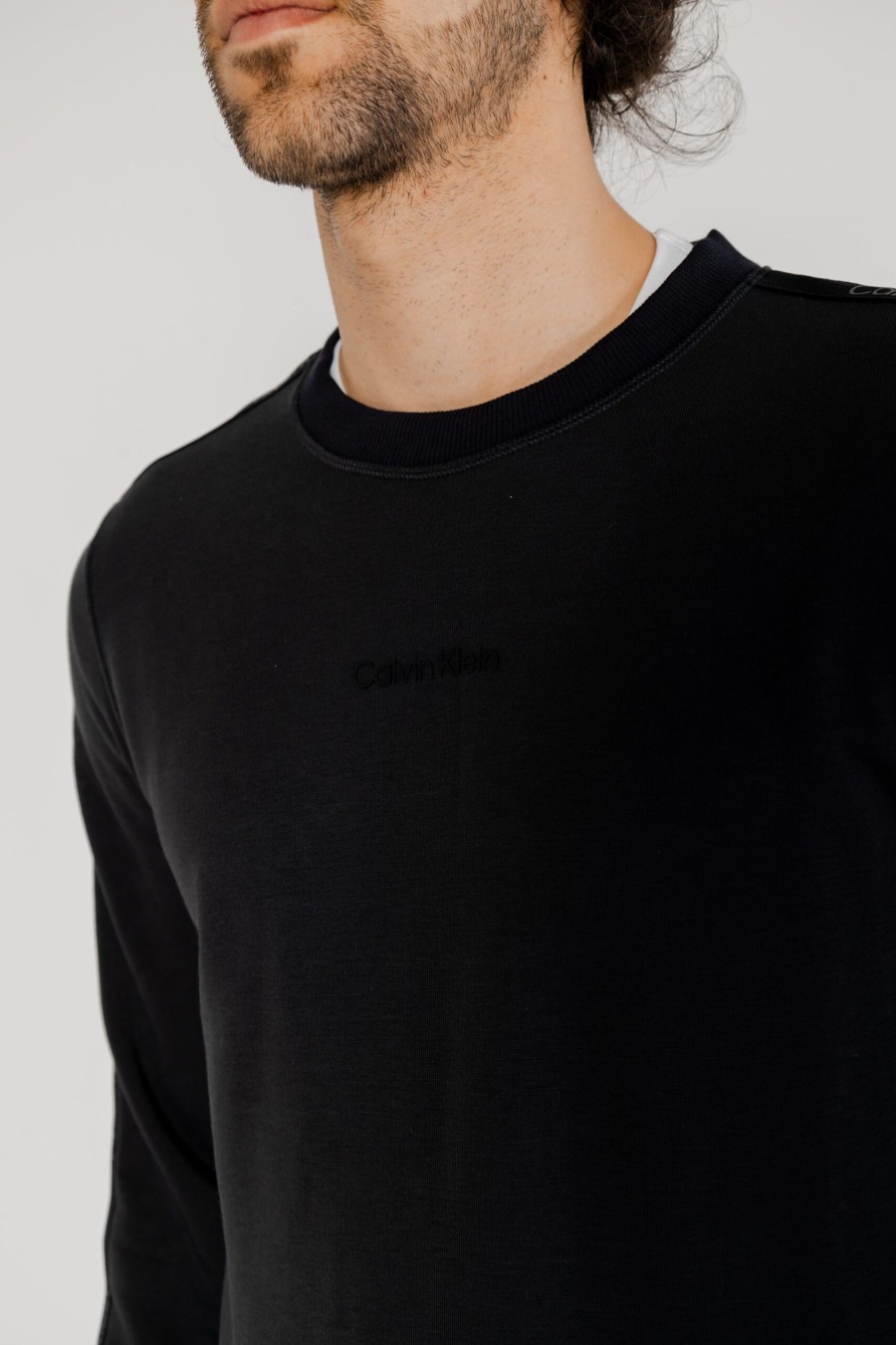 Uomo Calvin Klein Sport | Felpa Senza Cappuccio Calvin Klein Sport Pw - Pullover Nero