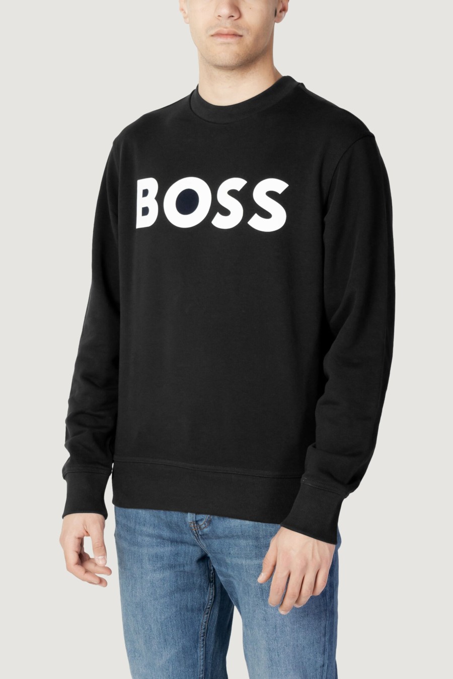 Uomo Boss | Felpa Senza Cappuccio Boss Jersey We Basic Crew Nero