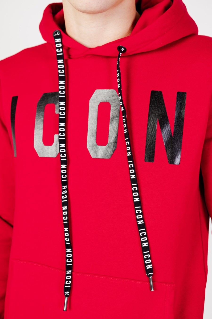 Uomo Icon | Felpa Con Cappuccio Icon Logo Rosso